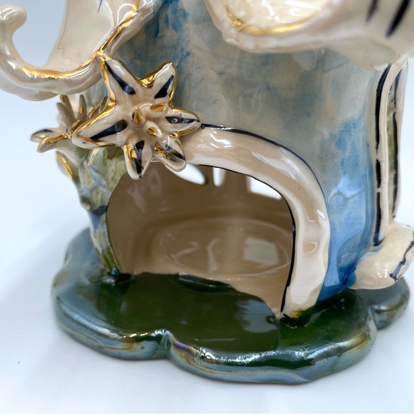 2002 Blue Sky Clayworks Fairy Lily Flower Birdhouse Tea Light Candle Holder - Picture 5 of 12